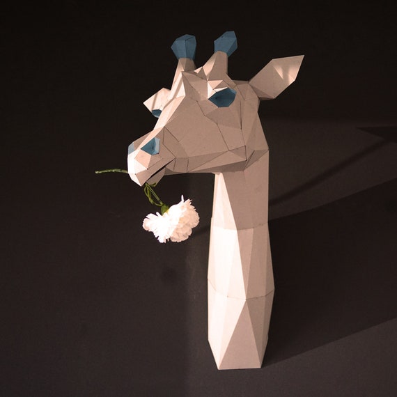Giraffe paper Instant Pdf download Paper Mask Paper Trophy Giraffe DIY template wall decoration Giraffe lowpoly Giraffe
