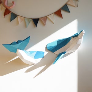 Papercraft Trophy - Dolphin Low Poly Sculpture PDF, Paper Animals Art, DIY Papercraft Model Kit, Unique Home Decor
