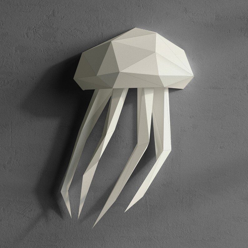 Papercraft Jellyfish Trophy Out of Paper 3d Paper Sculpture Etsy Canada