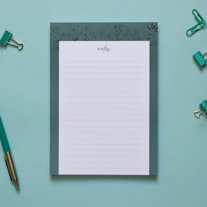 Blocco a righe, formato a5, ottanio illustrato con fiori