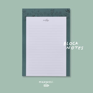 Linierter Notizblock, A5-Format, türkis mit Blumenmuster