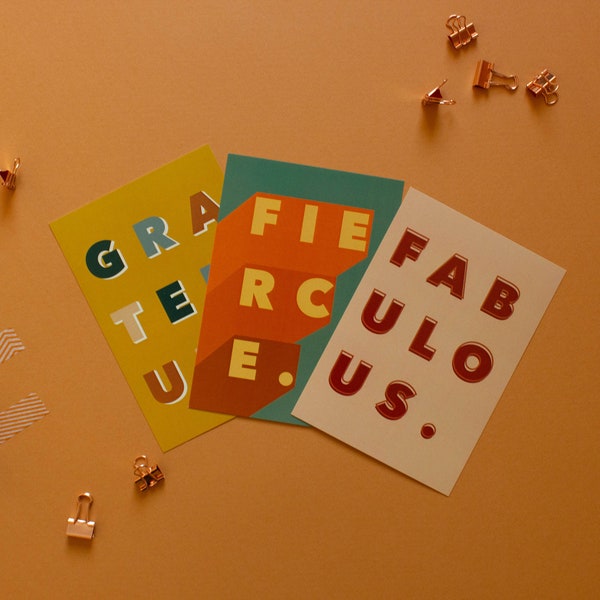 Set di mini stampe vintage, cartoline in formato a6 con parole motivazionali