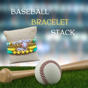 Baseball Mom bracelets | Personalized Name bracelets|Baseball Bracelets | Mom gift| Stacking Bracelets|Sports Bracelets | Heishi bead bracel