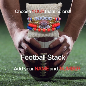 Fotbollsmamma Armband Stack Personligt: Lagfärger, Namn & Nummer