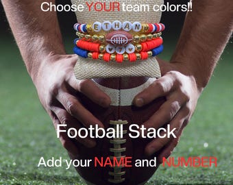 Football Mom Bracelet Stack Personalized : Team Colors, Name & Number