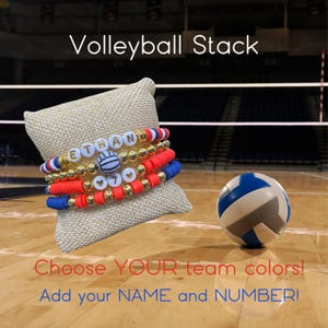 Volleyball Mom Bracelet Stack Personalized: Team Colors, Name & Number