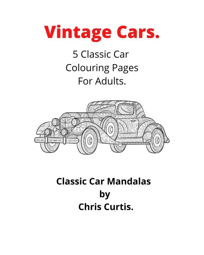 5 Classic Car Printable Colouring Pages. - Etsy Australia