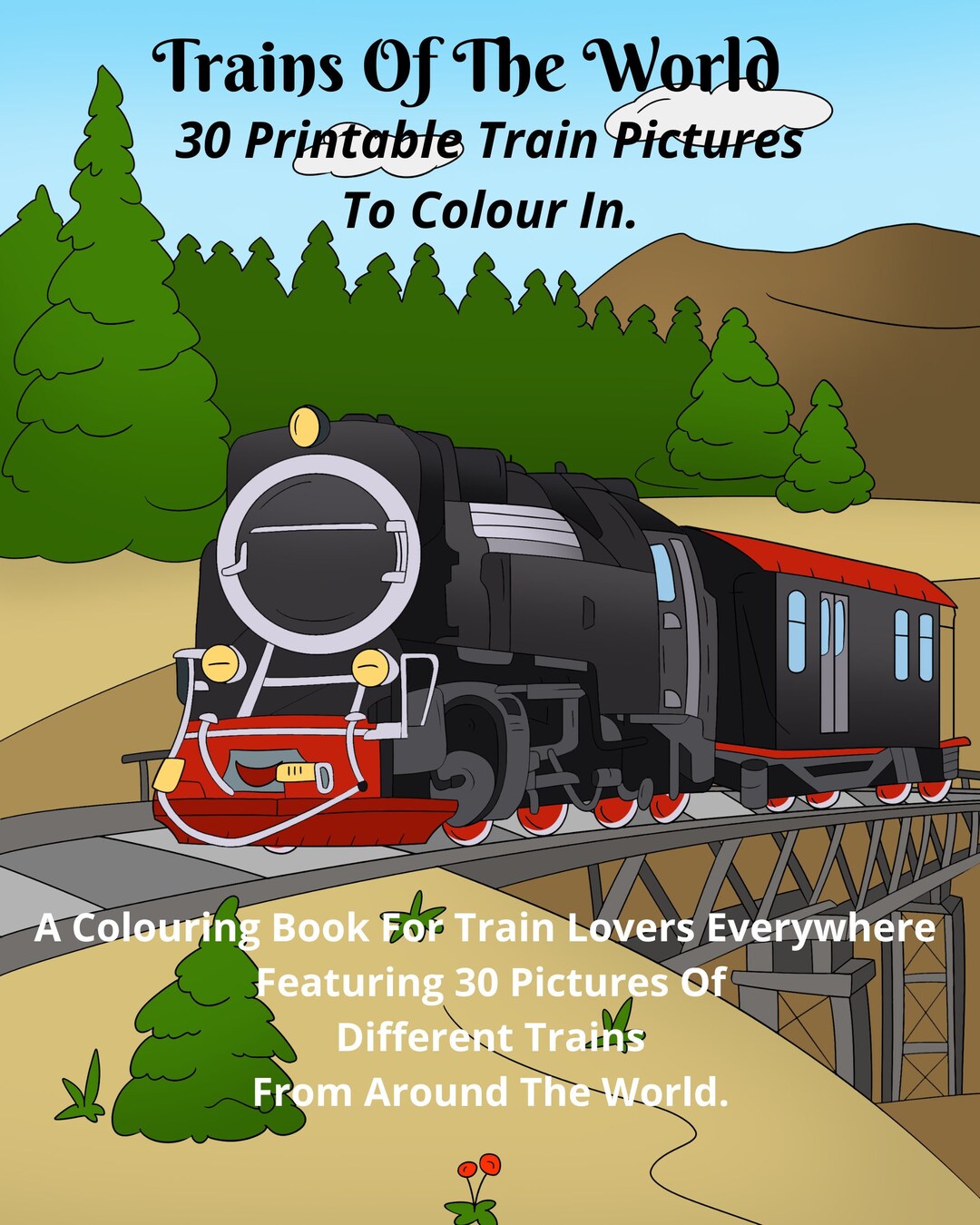 Train Colouring Pages 30 Printable Train Designs For Train Etsy