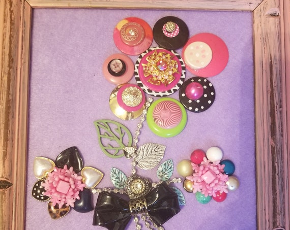 Framed Jewelry art "Playful Flowers"