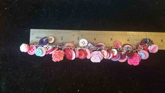 OOAK Handmade Charm button Bracelet