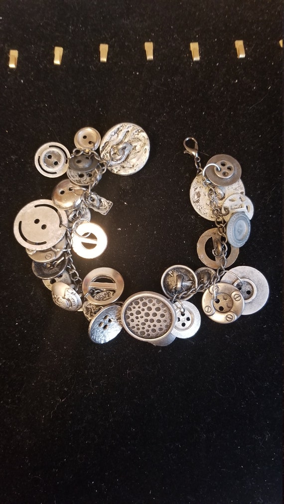 Handmade Button/charm bracelet Chunky OOAK