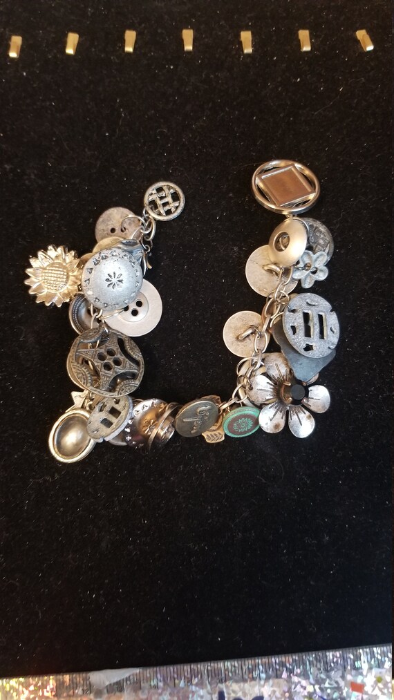 Handmade Button/charm bracelet Chunky OOAK