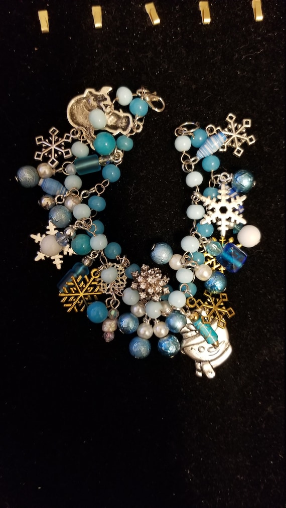 Winter Snowman Charm Bracelet OOAK