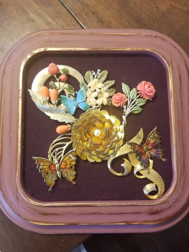 Framed jewelry art Floral