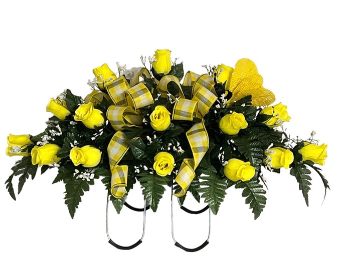 Headstone Saddle Flowers Cemetery Saddle for Headstone Etsy