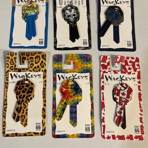 Lot of 2 WacKeys color house key blank KW1 AXXESS 66 chose from tie die  peace butterfly, leopard, paint