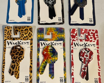 One WacKeys color house key blank KW1 AXXESS 66 chose from tie die  peace butterfly, leopard, paint