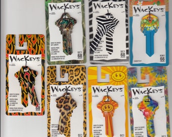 Lot of 2 WacKeys color house key blank SC1 AXXESS 68 chose from zebra, leopard, happy face, flame ect.