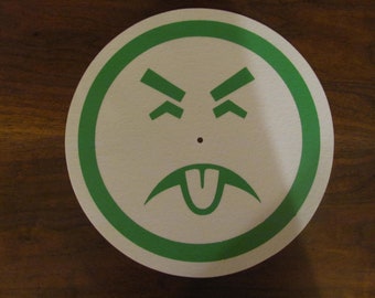 Mr. Yuk Record Player Slipmat DJ Turntable Poison Control Emoji 1970's Funny Cartoon Retro Face Pittsburgh  Slip Mat Vintage Mean Face Vinyl