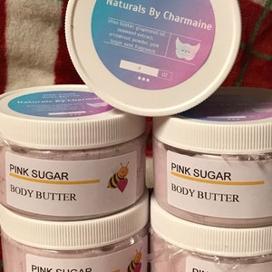 Natural Pink Sugar Body Butter with Arrowroot Powder and Fragrance Oil