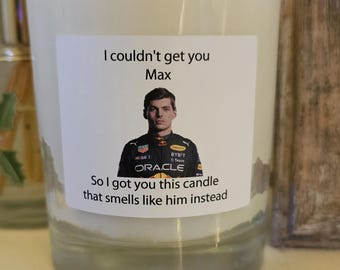Vela Max * Regalo de Fórmula 1 * Regalo Max para fans de la Fórmula 1 * Red Bull * Silverstone * Mónaco * Vela vegana