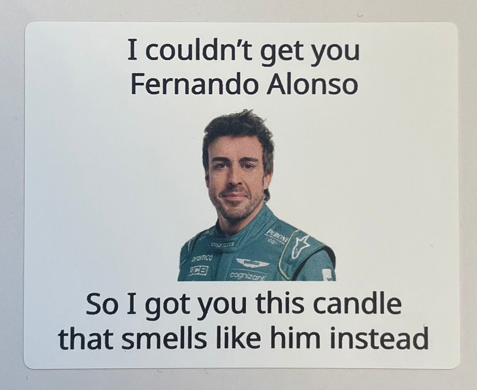 Fernando Alonso Candle Formula Gift Fernando Alonso Gift for