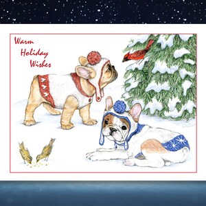 French Bulldog Christmas Cards, French Bulldog Holiday Cards, Toasty Warm, Frenchie Christmas Cards, Frenchie Holiday Cards