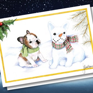 French Bulldog Christmas Cards, French Bulldog Holiday Cards, Stranger in the Snow, Frenchie Christmas Cards, Frenchie Holiday Cards