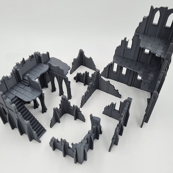 SciFi Wargaming Terrain - City Ruins - 7 Piece Set