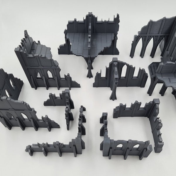 Sci-Fi Wargaming Terrain - City Ruins - 9 Piece Set