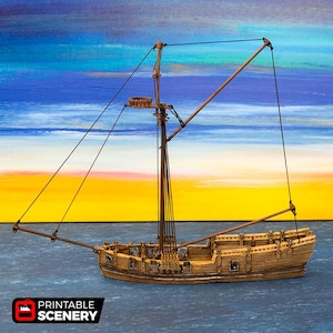 Sloop – Nave stampata in 3D per giochi da tavolo - Blood & Plunder Freebooter DnD RPG TTRPG