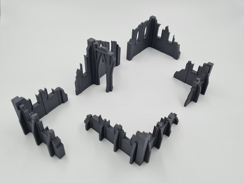 Sci-Fi Wargaming Terrain City Ruins 9 Piece Set image 6