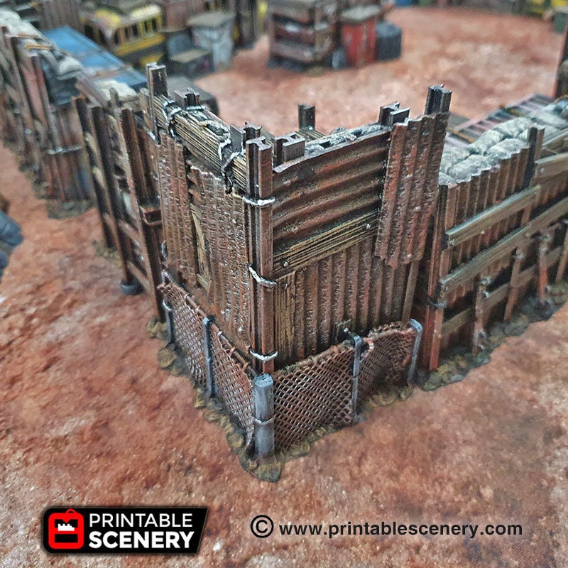 Scenografia Da Gioco Scatter Terrain Sci-Fi – Junkfort Ramparts – Non Dipinto Per Giochi Post-Apocalittici