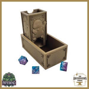 Folding Dice Tower For RPG TTRPG DnD - Lucky Cat
