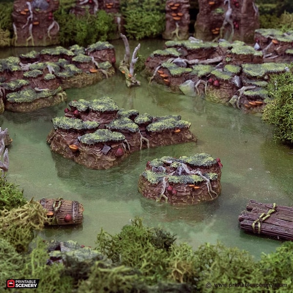 Fantasy- en sciencefiction-gamingterrein - Grotto-moerasvloeren - Single