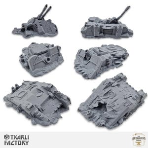 Sci-Fi & Grimdark Wargaming Scatter Terrain - Wrecked Imperial Tanks - 28mm 32mm Scale - Txarli Factory
