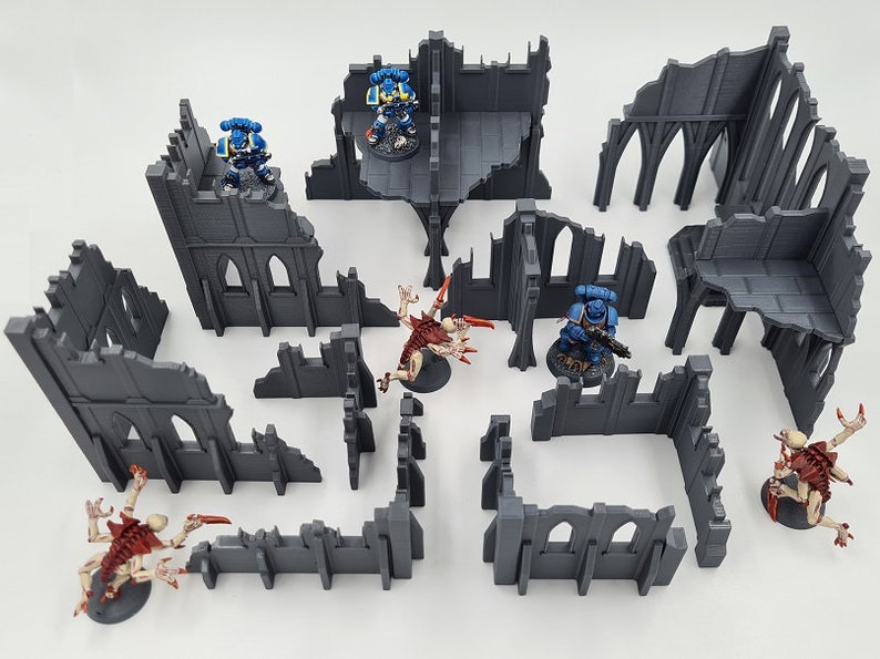 Sci-Fi Wargaming Terrain City Ruins 9 Piece Set image 3