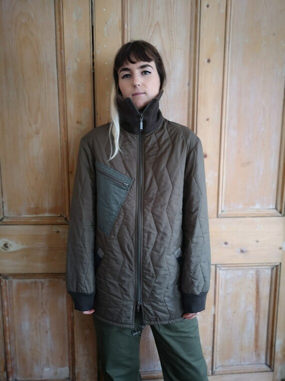 Vintage Khaki Military High Neck Liner Jacket