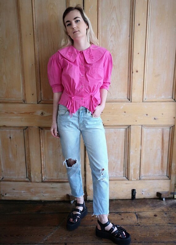 Vintage 80's Hot Pink Prairie Blouse