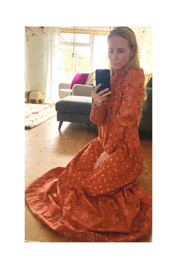 Vintage 70s Cotton Prairie Maxi Dress