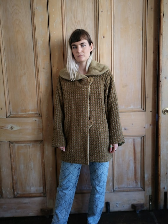 Vintage Khaki Oversized Wool Winter Coat