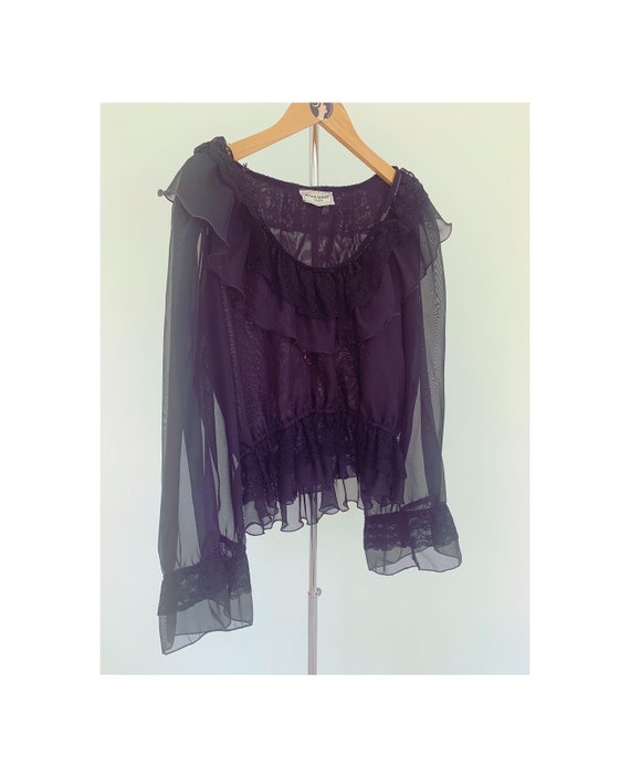 Vintage 80s Frank Usher Black Sheer Blouse