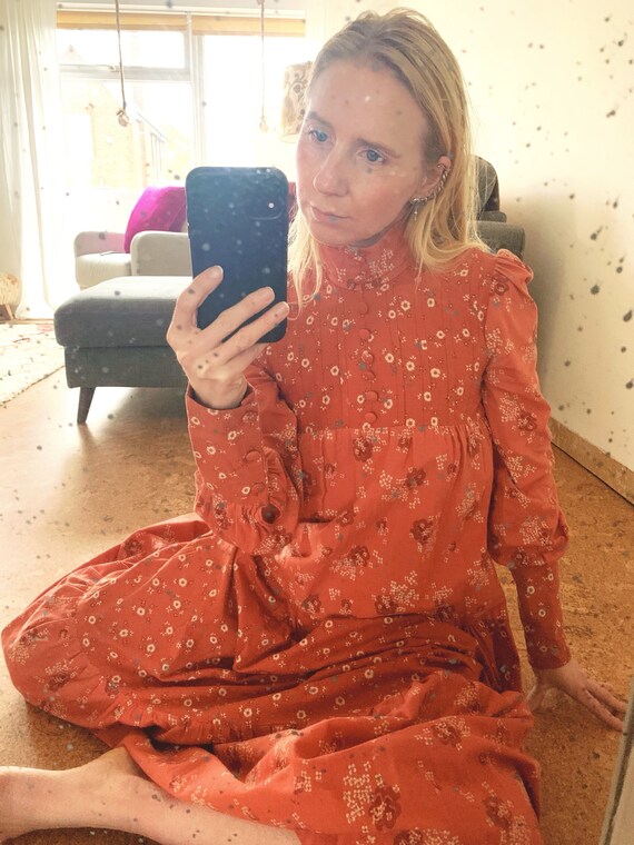 Vintage 70s Cotton Prairie Maxi Dress