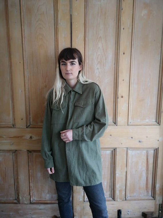 Vintage Military Wool Light Khaki Long Sleeve Shir