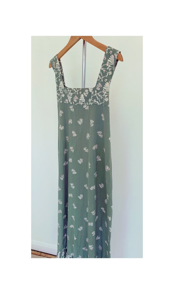 Vintage 70s Cotton Floral Sleeveless Maxi Dress