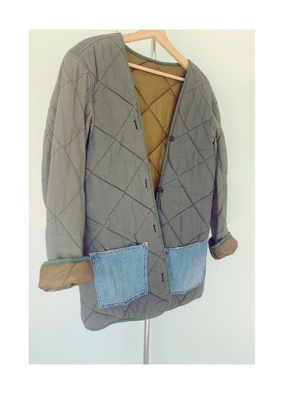 Vintage Cotton Khaki Military Liner Jacket