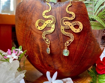 Celestial Labradorite Snake Earrings, Hypoallergenic, Fairy Jewelry