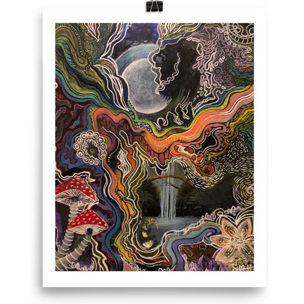 Psychedelic Mushroom Portal, Trippy Art Print