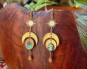 Celestial Abalone Earrings, Hypoallergenic, Aesthetic Jewelry