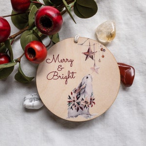 Merry and Bright Christmas, Winter Solstice Ornament, Yule decor, pagan ornaments, Christmas Decoration